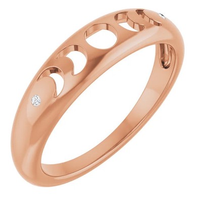 Mondphasenring 0,015 ctw natürlicher Diamant in 14 K Rotgold