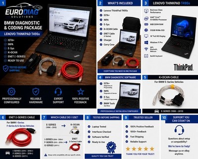 BMW Diagnostic Laptop Lenovo T495s ISTA+ INPA E-Sys K+DCAN ENET Coding