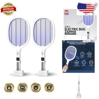 Powerful 2-Count Electric Fly Swatter - Mosquito Trap Lamp, USB Rechargeable