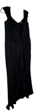 City Chic Black Size 14 Fitted Dress W/ Waist Side Ruffle & High Low Hem