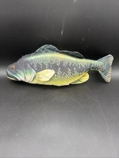 Large Mouth Bass Fish Pillow Plush Lifelike Large Fins Eyes 24"