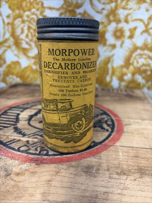 #ad antique automobile fuel gas pill additive decarbonizer MorPower Car Vtg Can $50.00