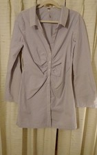 Free People Center Gathered Bell Sleeve Striped Shirt Dress Blue Med