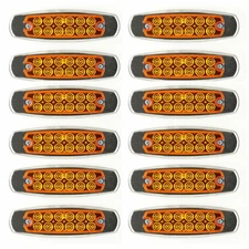 12- Amber 12 LED Sealed Side Marker Clearance Light Fish Shape Truck Trailer 12V