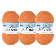 Cotton Yarn,Soft Knitting Yarn -3 Skeins/3×218yards/3×3.53oz/Orange