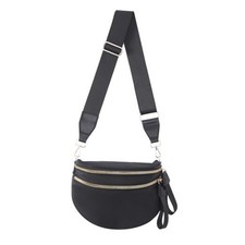 Crossbody Bags Bum Bag for Women Large Sling Bag Purse with Adjustable Black