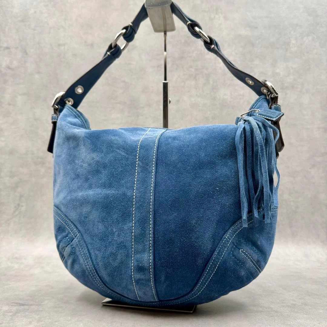 バッグ COACH Blue Suede Fringe Tassel Shoulder Coach Fringe Women's Hobo Bags Handbags for sale | eBay