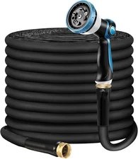 Non-Expandable Garden Hose 100feet, Flexible Water Hose with 10 Function Hose No