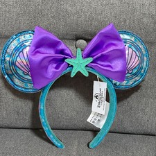 Disney Ear Loungefly Stained Glass Little Mermaid Ariel Shell Princess Headband
