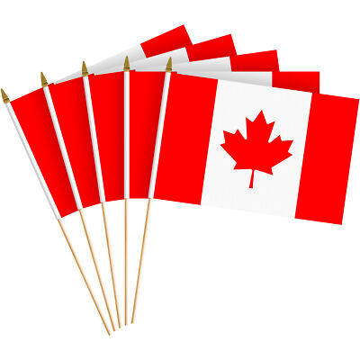 G128 12 Pack Handheld Canada Canadian Stick Flags 8x12 In Printed 150D
