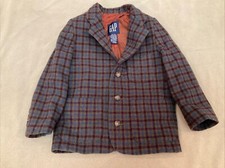 Gap Xs Boys Wool Jacket Blazer Brown Red Blue Plaid