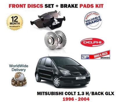 FOR MITSUBISHI COLT 1.3i GLX 1996-9/2004 FRONT BRAKE DISCS SET + DISC ...