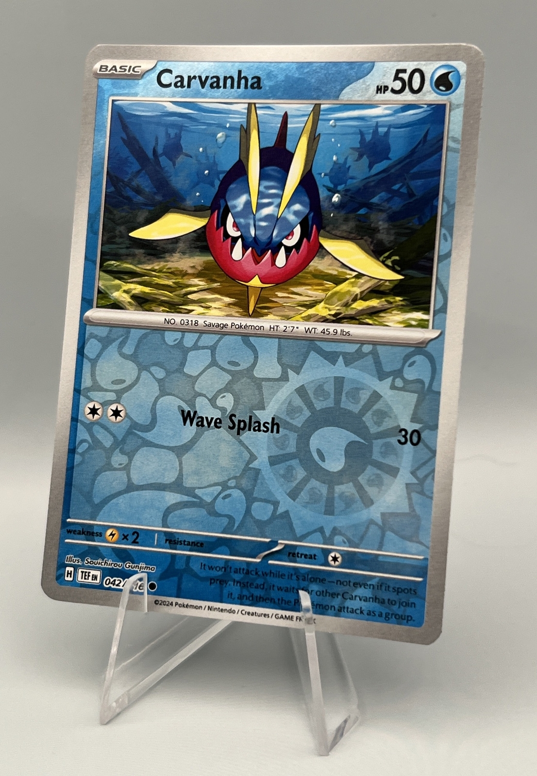 042/162 Carvanha - SV05 Temporal Forces Reverse Holo NM Pokemon