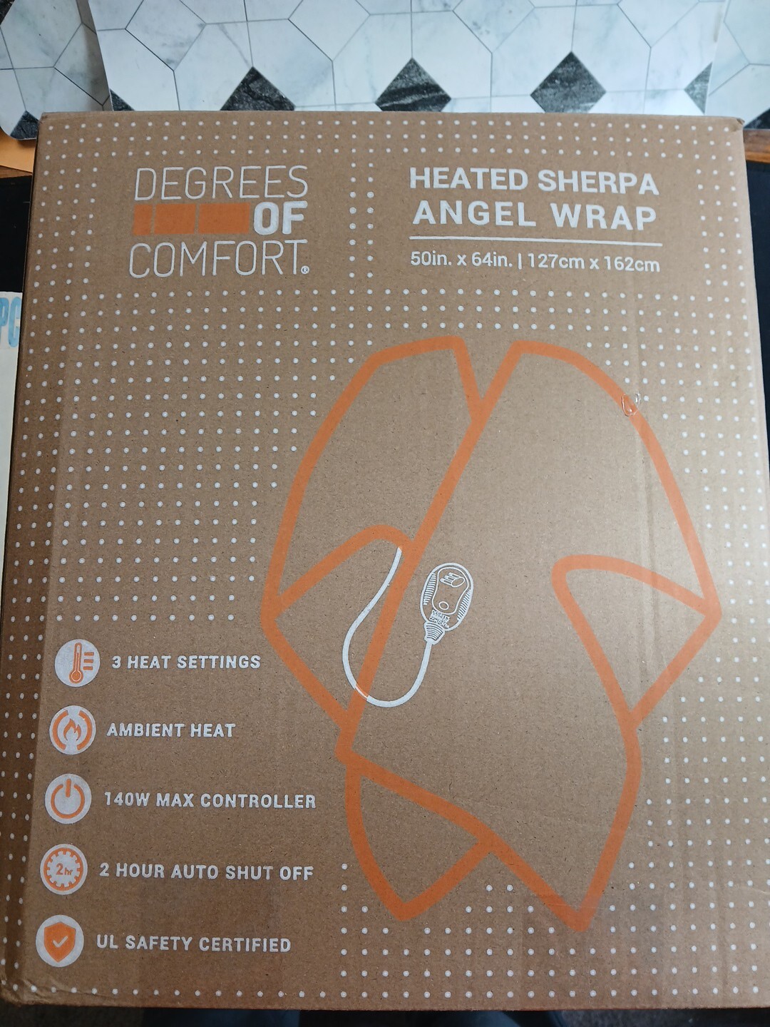 Degrees Of Comfort Heated Sherpa Angel Wrap 50" x 64" Green