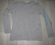 Vineyard Vines Gray Girls Youth Large Long Sleeve Pocket T-shirt whale logo