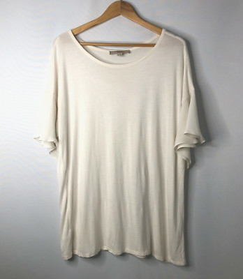 LOFT Plus Women's Flutter Short Sleeve Knit Top Size 16/18 Stretch Ivory