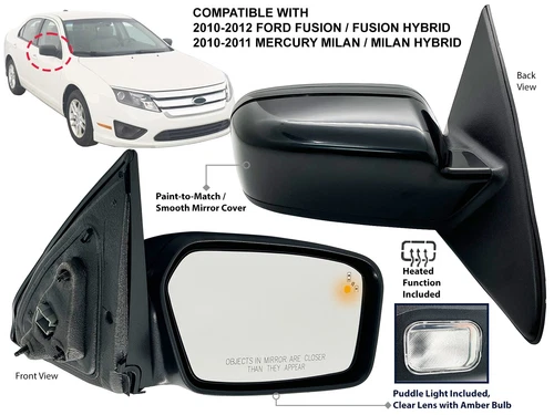 Mirror for 2010-2012 FORD FUSION 2010 2011 MERCURY MILAN with BSD Passenger Side