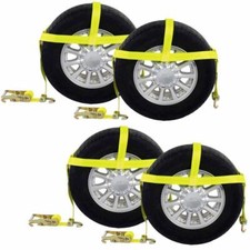 4 Pack Car Tire Tie Down Ratchet Straps with Swivel Hooks Ratchets