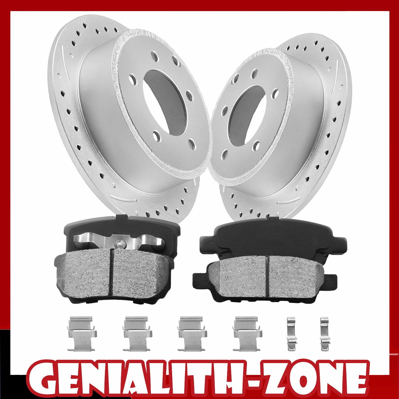 High-Performance 262mm Rear Drilled Brake Rotors & Ceramic Pads for 2008-2012 Dodge Avenger & Caliber