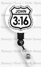 Christian, John 3:16 Retractable Badge Reel 2, Nurse Id Lanyard Holder