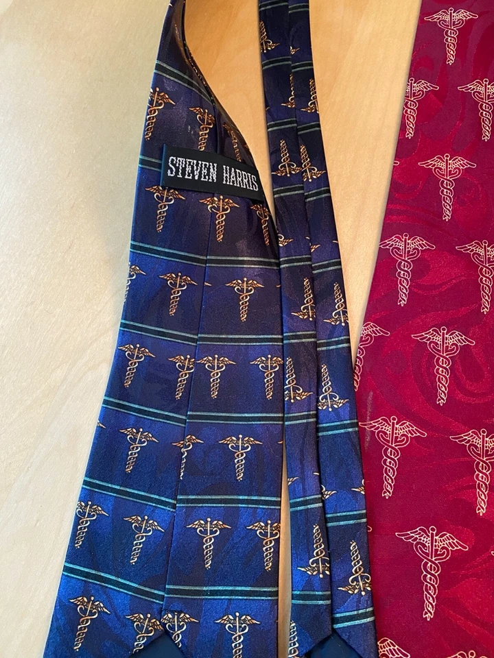 LOTE DE 3 GRAVATAS MASCULINAS STEVEN HARRIS MEDICAL CADUCEUS - Imagem 2 de 2