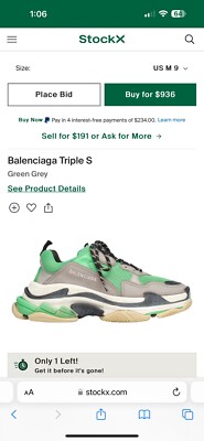 Authentic Balenciaga Fabric Mesh Triple S Sneakers 42 Green  display picture 2