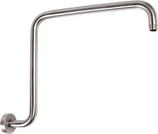 16.65" S-Shaped Shower Arm with Flange, Brushed Nickel High Rise Shower Head Ext