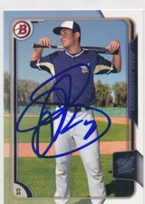 Jake Gatewood Milwaukee Brewers Autographed 2015 Bowman Baseball Card #104