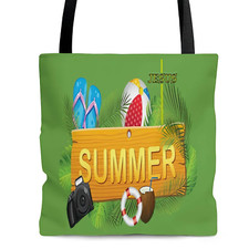 AOP Tote Bag "Summer" Graphic Green Bag Printed on Both Sides