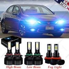 For Honda Civic 2006-2015 Ice Blue Led Headlight High Low Beam Fog Light Bulbs