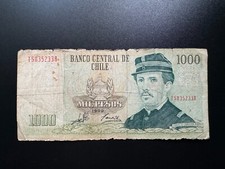 Chile 1000 Pesos Banknote 1999 Old Circulated Paper Money Bank Bill P-154f