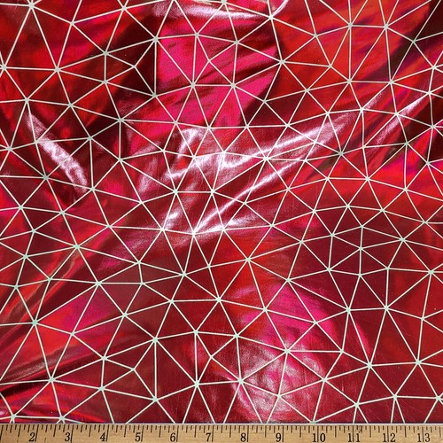 Shattered Glass Red Metallic Foil 4-Way Stretch Nylon Spandex Fabric - Picture 6 of 8