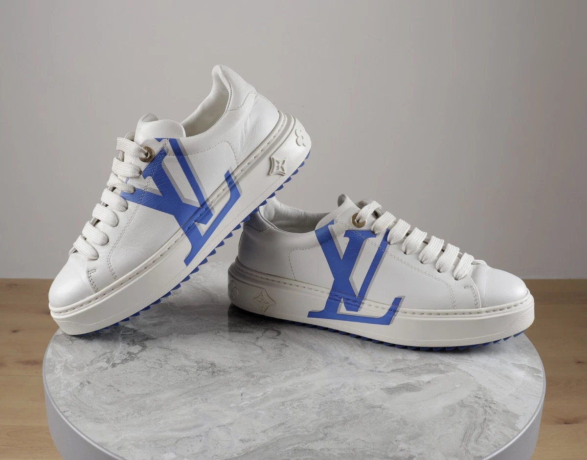 Louis Vuitton tennis shoes blue with white lather accents. Leather trainers Louis Vuitton Blue size 39 EU in Leather  main image 4