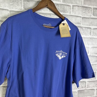 Caribbean Beer a Thon Finish Beer Here Parrot Crew T-Shirt Size Large Periwinkle