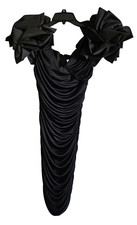80s Gothic Glam Black Ruched Mini Dress Vtg Zum Zum Ruffle Sleeve Party Sz 7/8