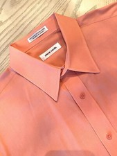 Pierre Cardin Mens 16-1/2 32-33 Peach Long Sleeve Button Down Dress Shirt Clean