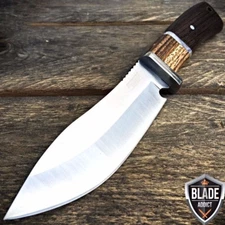 10" Outdoor Stainless Steel Survival Skinning Hunting Knife Wood Handle Bowie