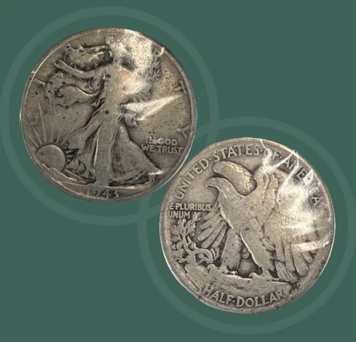 1943 P Walking Liberty Half Dollar - 90% Silver -  Fine Condition