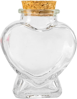 HerzföRmige Mini Glasflasche Mit Korkverschluss, Klare Wunschflasche, Dekorative