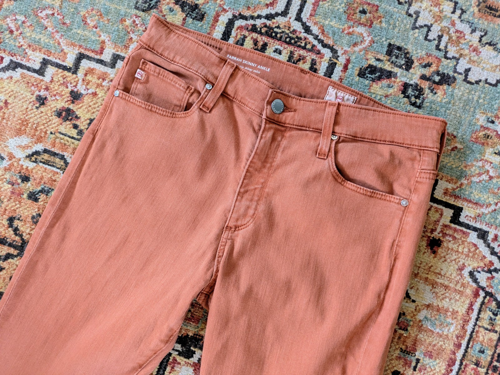 Adriano Goldschmied AG Farrah Skinny Ankle Jeans Faded Rust Womens 29x28 *NICE!* thumbnail 2