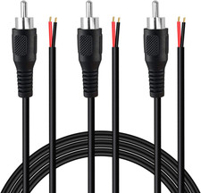  3 Pack 6 Ft Replacement RCA Male Plug Jack Connector Adapter to Bare Wire Open