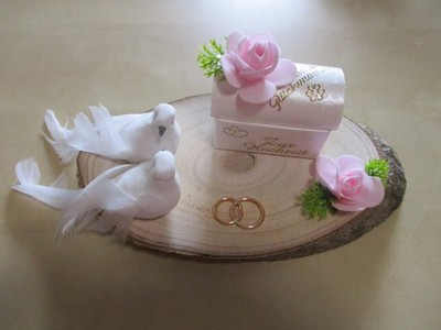 Geldgeschenk zur Hochzeit, Brautpaar, Truhe,auf Baumscheibe, Super Geschenkidee 