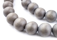 Grey Natural Wood Beads 20mm Round Large Hole 16 Inch Strand