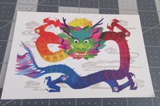 Colorful Chinese Dragon Greeting Lunar New Year Postcard