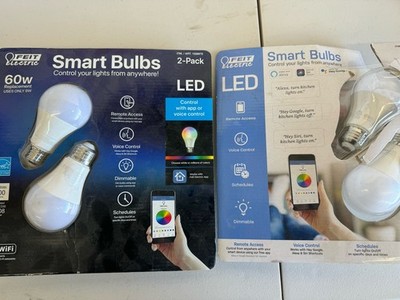 Feit Electric Smart Wi-Fi LED Color Changing 60W Light Bulb 2 Pack( 4 Piece)