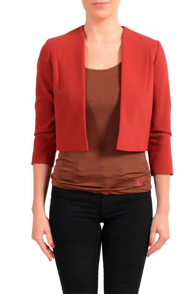 Blazer Hugo Boss para mujer "Jikiva" rojo brillante sin botones 2 4 6 8 10 12 14 16 18