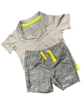 Eddie Bauer Boys Olive Short Sleeve Polo Shirt  Jersey Shorts 2 Lot Set 12M