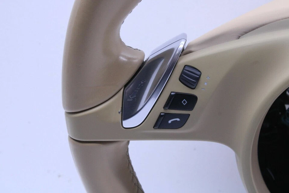 Volante Porsche Cayenne Panamera 2011-2014 madera cuero beige OEM usado Foto 3 de 4