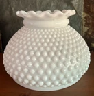 White Milk Glass Hobnail Lampshade Ruffled Rim 5" with 6.75" Fitter Vintage