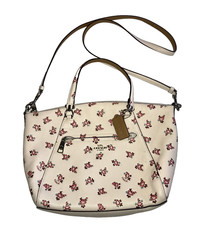 Coach Prairie Satchel Chalk White Pink Floral Leather Crossbody Handbag 26792 LN